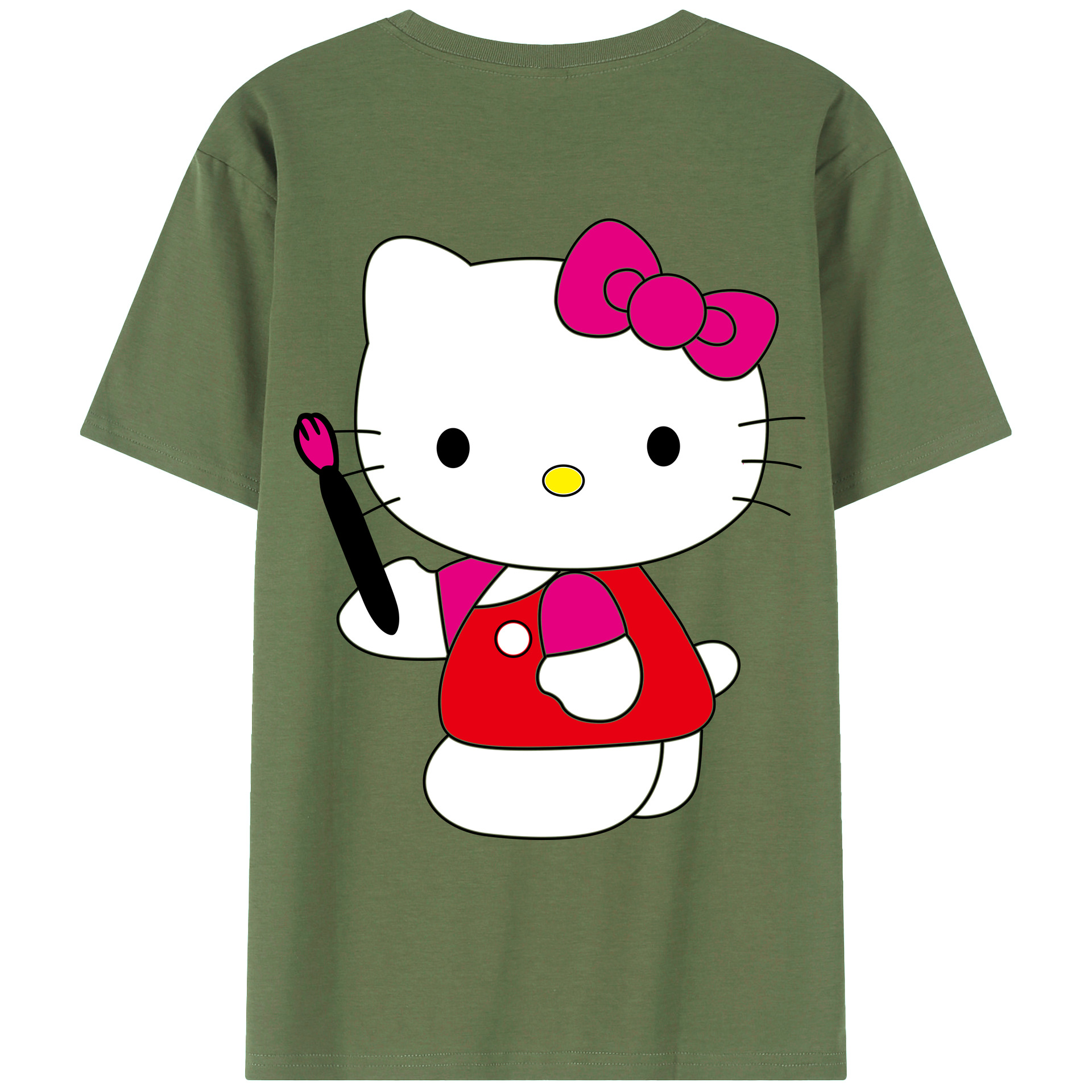 （画像用） Hello Kitty ハローキティ 綿100％ メンズ半袖Tシャツ（バックプリント） 通気性